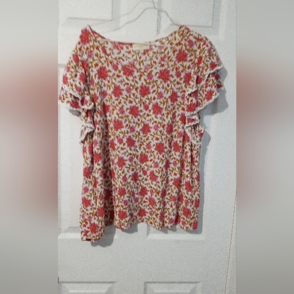 Cynthia Rowley size 2xl, floral and ruffle top. - Picture 1 of 3